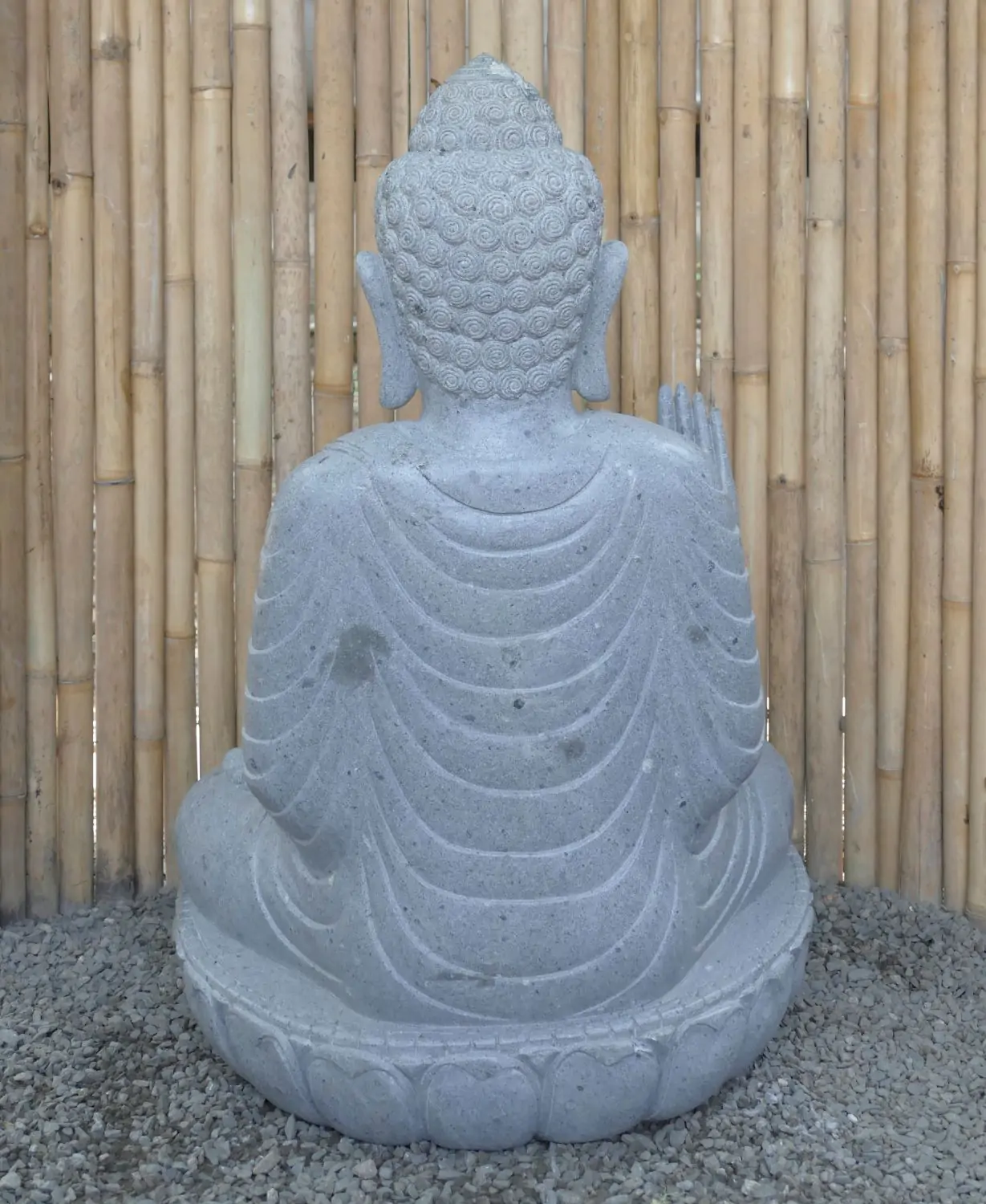  Product image 6 of the product “Seated Buddha made of Riverstone in Abhaya Position - gesture of fearlessness, H.100 cm, natural. ”